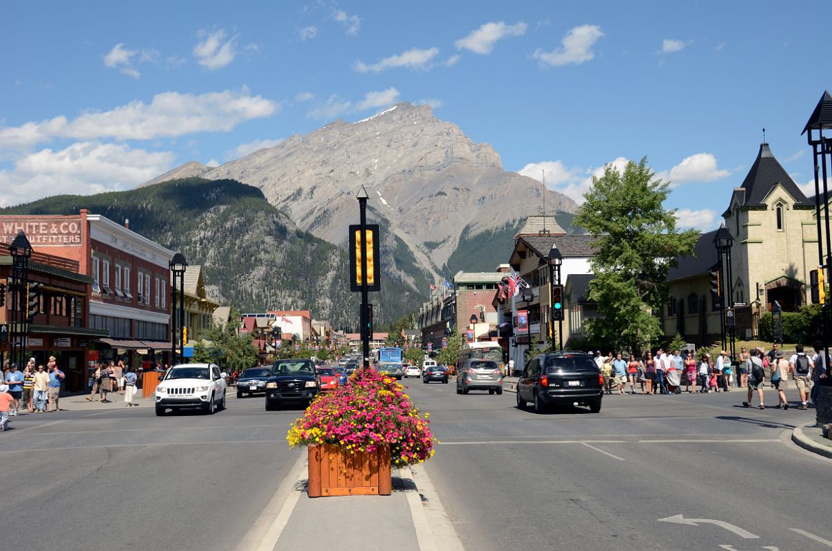 09 Looking Down Banff Avenue With Cascade Mountain Behind In Summer